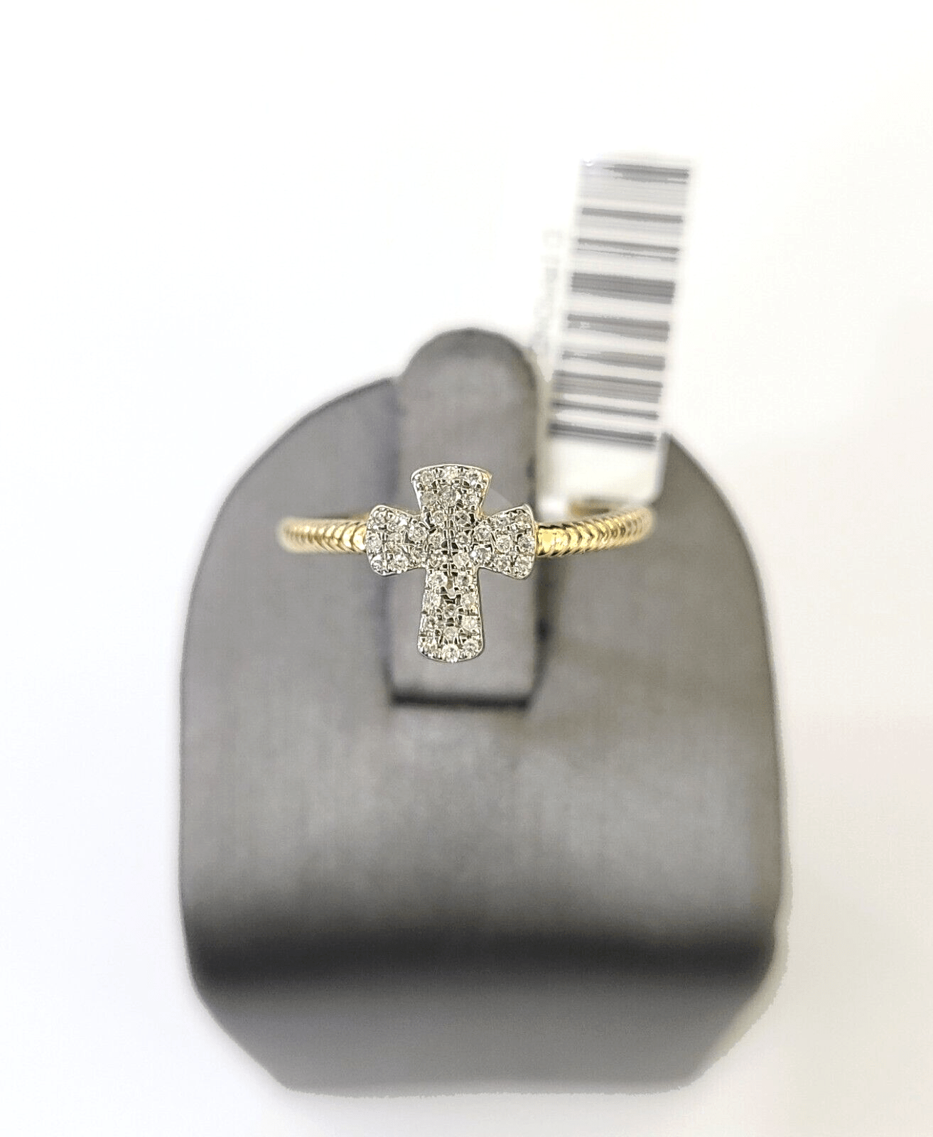 Real 10k Diamond Ladies Ring Jesus Cross Yellow Gold Women Casual - GoldenlinQ